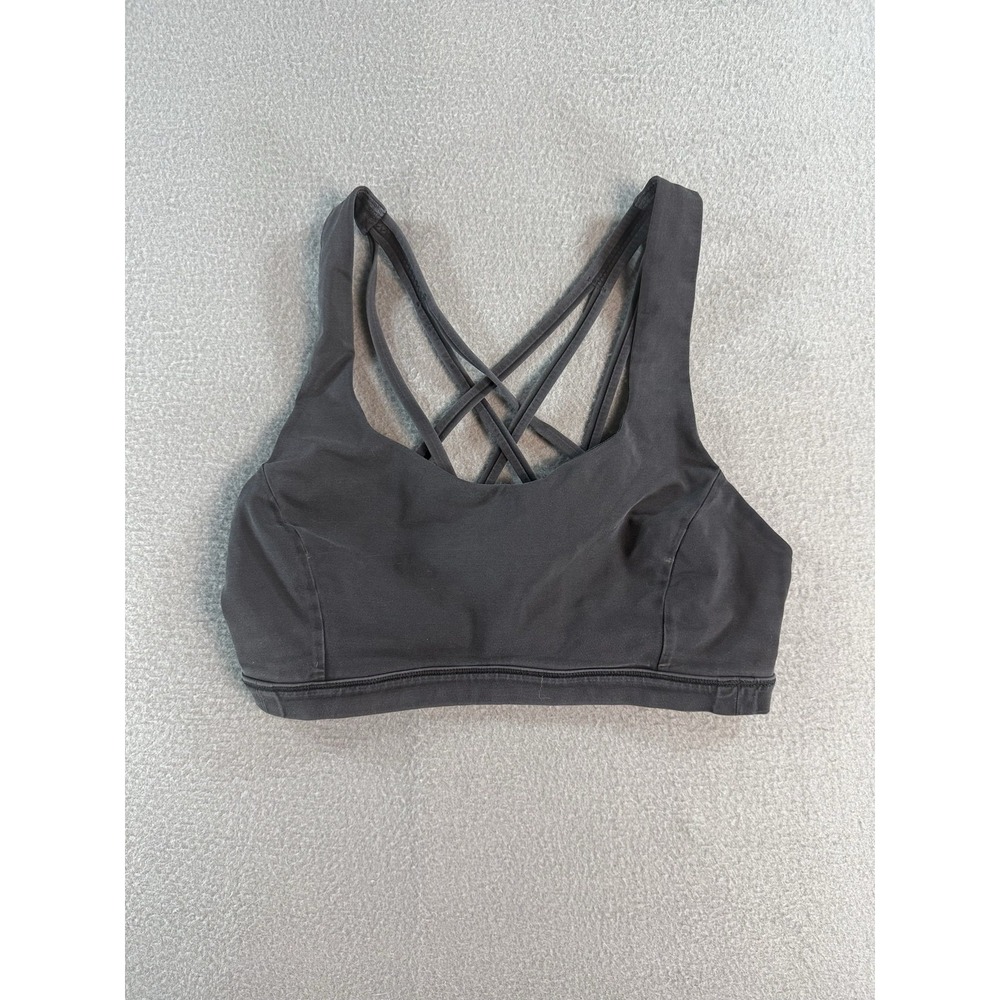 Lululemon Sports Bra Womens 8 Gray Strappy Crossback Yoga Athletic Top Stretch